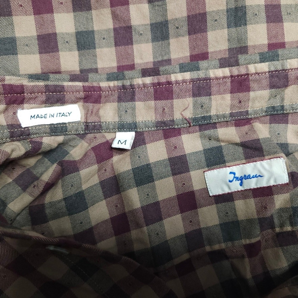 Ingram Mens Plaid Button Down Shirt Long Sleeve Made in Italy Size M - Picture 6 of 9